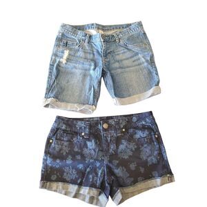 Maurices And Mossimo Shorts Bundle 5/6 Womens Dark Wash Mid Rise Cuffed Casual S